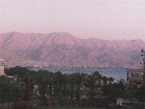 Blick von Elat auf das rote Meer